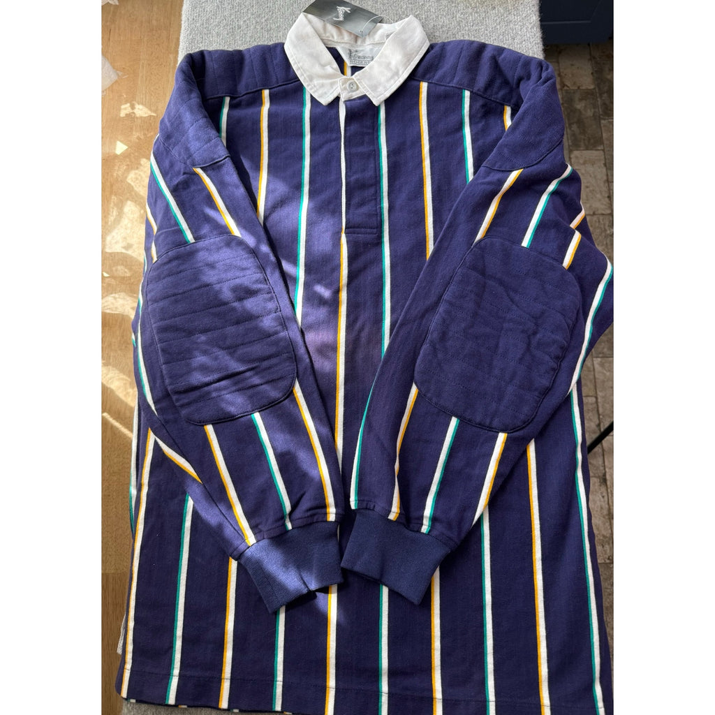 Vintage Kenny Rogers Purple Striped Heavyweight Cotton Rugby Shirt NWT Size L