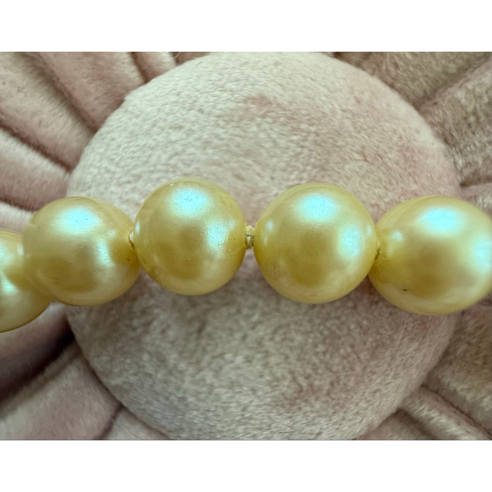 Vintage 1950s Hand-Knotted Faux Pearl Opera Necklace Ornate Rhinestone Clasp