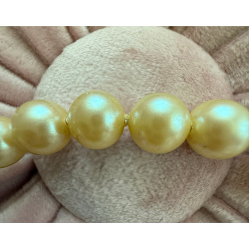 Vintage 1950s Hand-Knotted Faux Pearl Opera Necklace Ornate Rhinestone Clasp