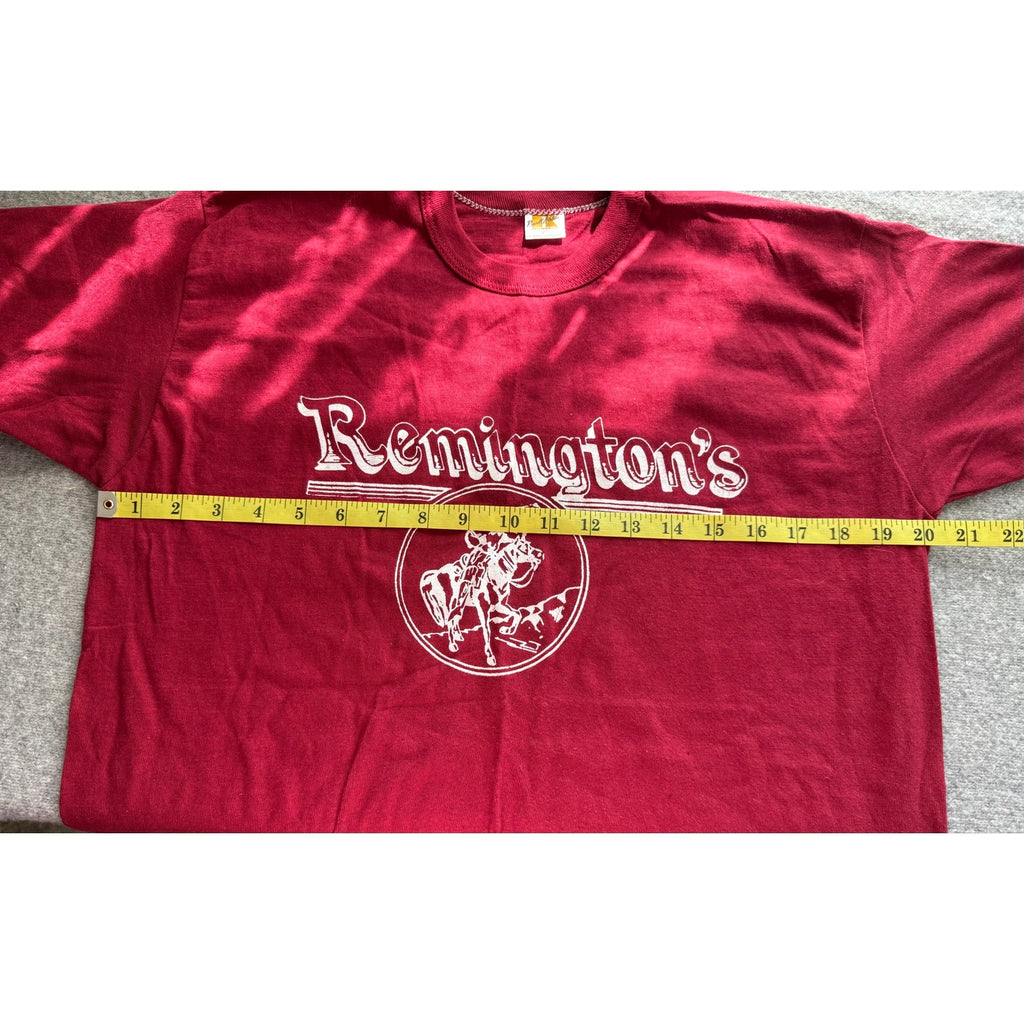 Vintage 80s Russell Athletic Remingtons Graphic TShirt Red Made in USA L