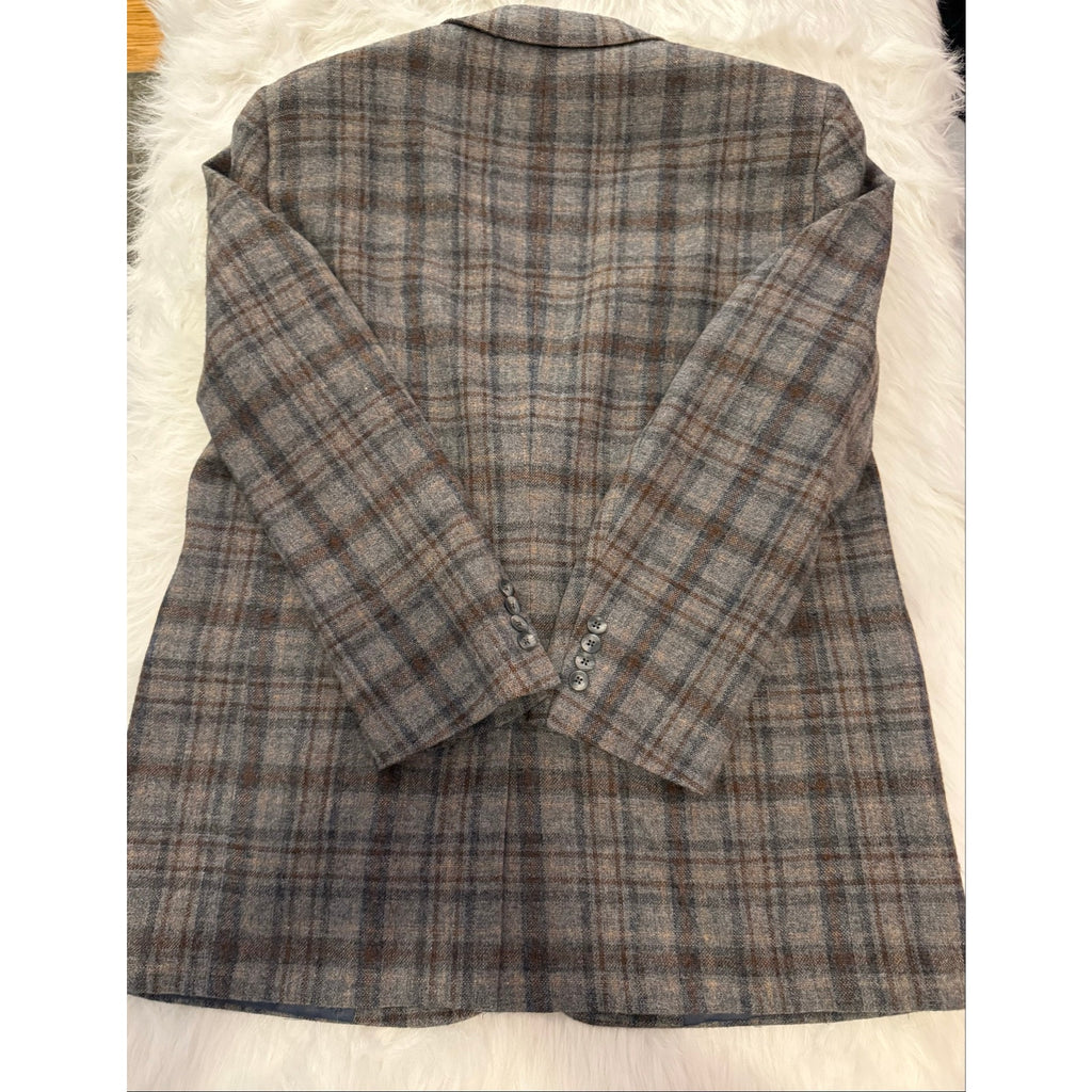 Vintage 70s Christian Dior Monsieur Plaid Wool Blazer 44L Marshall Field's USA