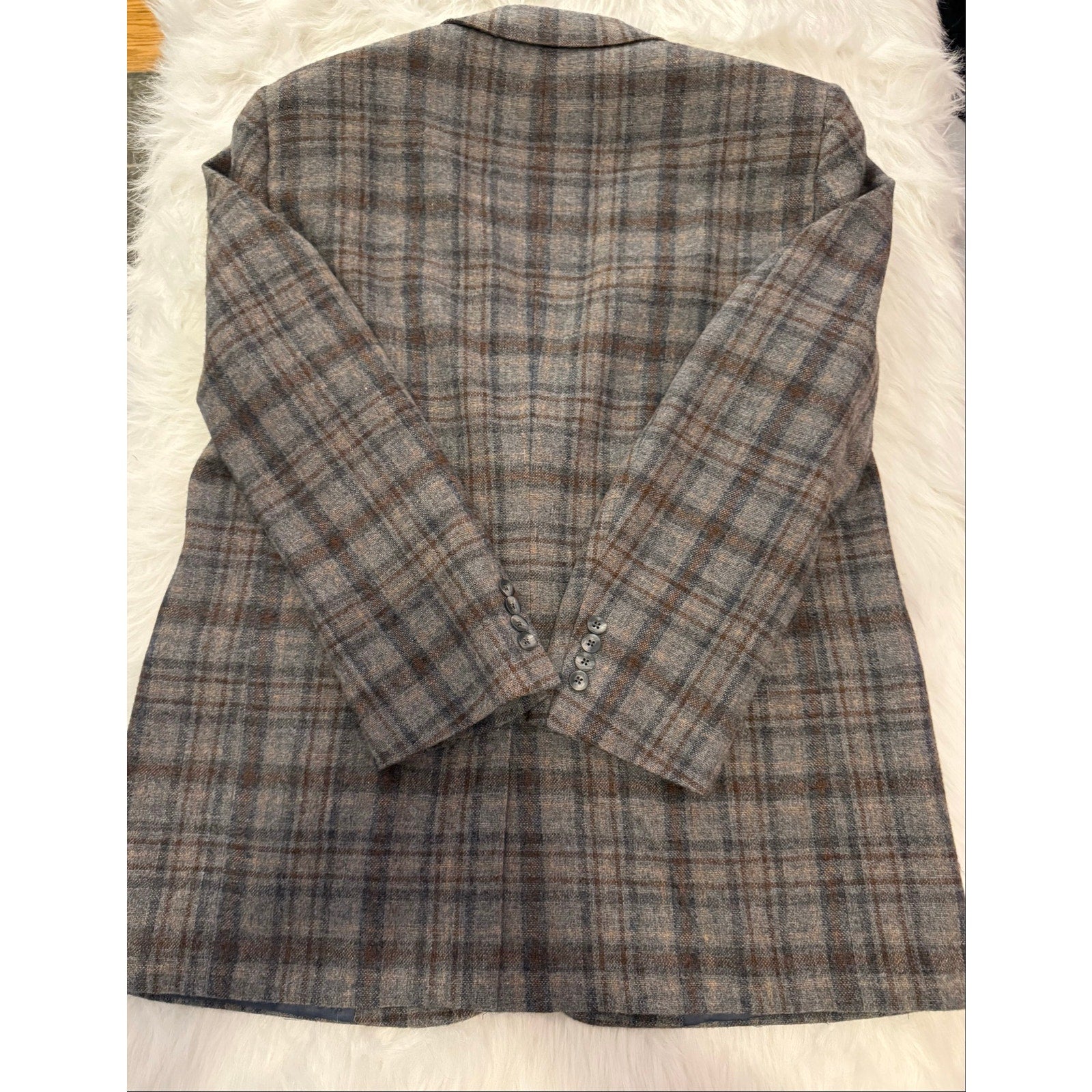 Vintage 70s Christian Dior Monsieur Plaid Wool Blazer 44L Marshall Field's USA