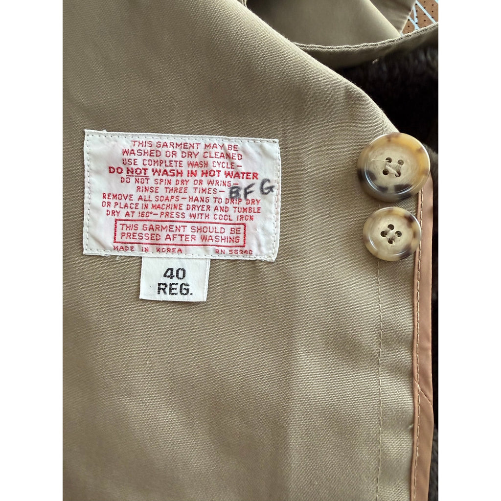 Vintage Austin Manor Men's Trench Coat 40 Reg Tan Khaki Zip Out Faux Fur Liner