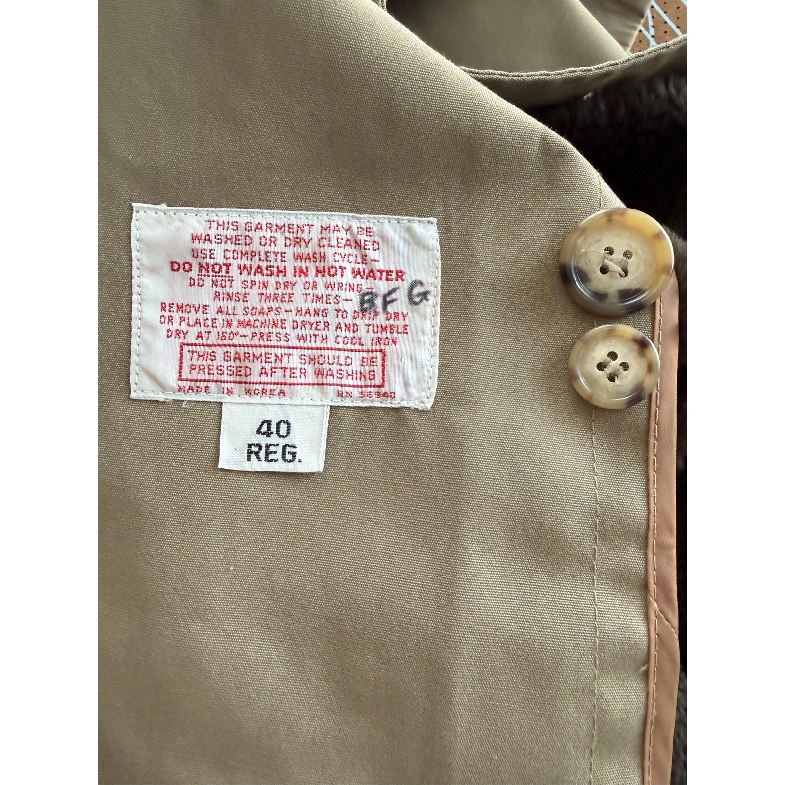 Vintage Austin Manor Men's Trench Coat 40 Reg Tan Khaki Zip Out Faux Fur Liner