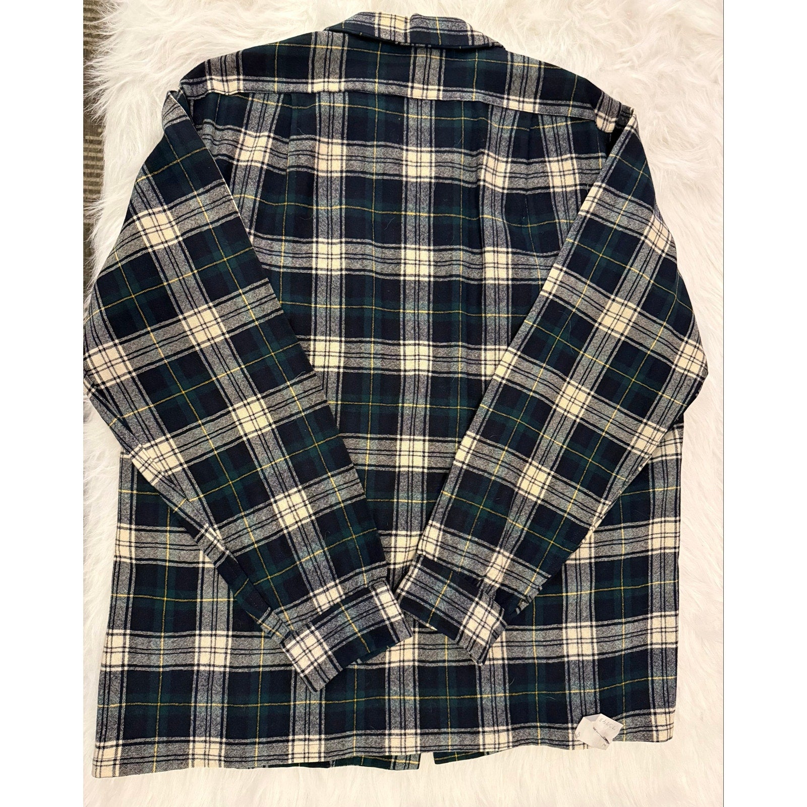 Vintage Pendleton Dress Gordon Tartan Wool Flannel Shirt with Elbow Patches