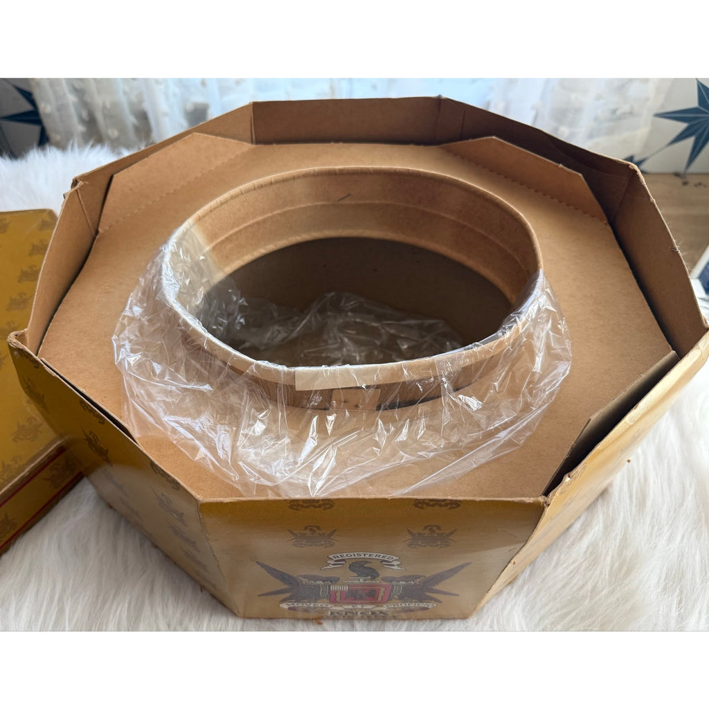 Vintage 1950s Knox NY Octagonal Hat Box Gold Cardboard Mid Century Prop Insert