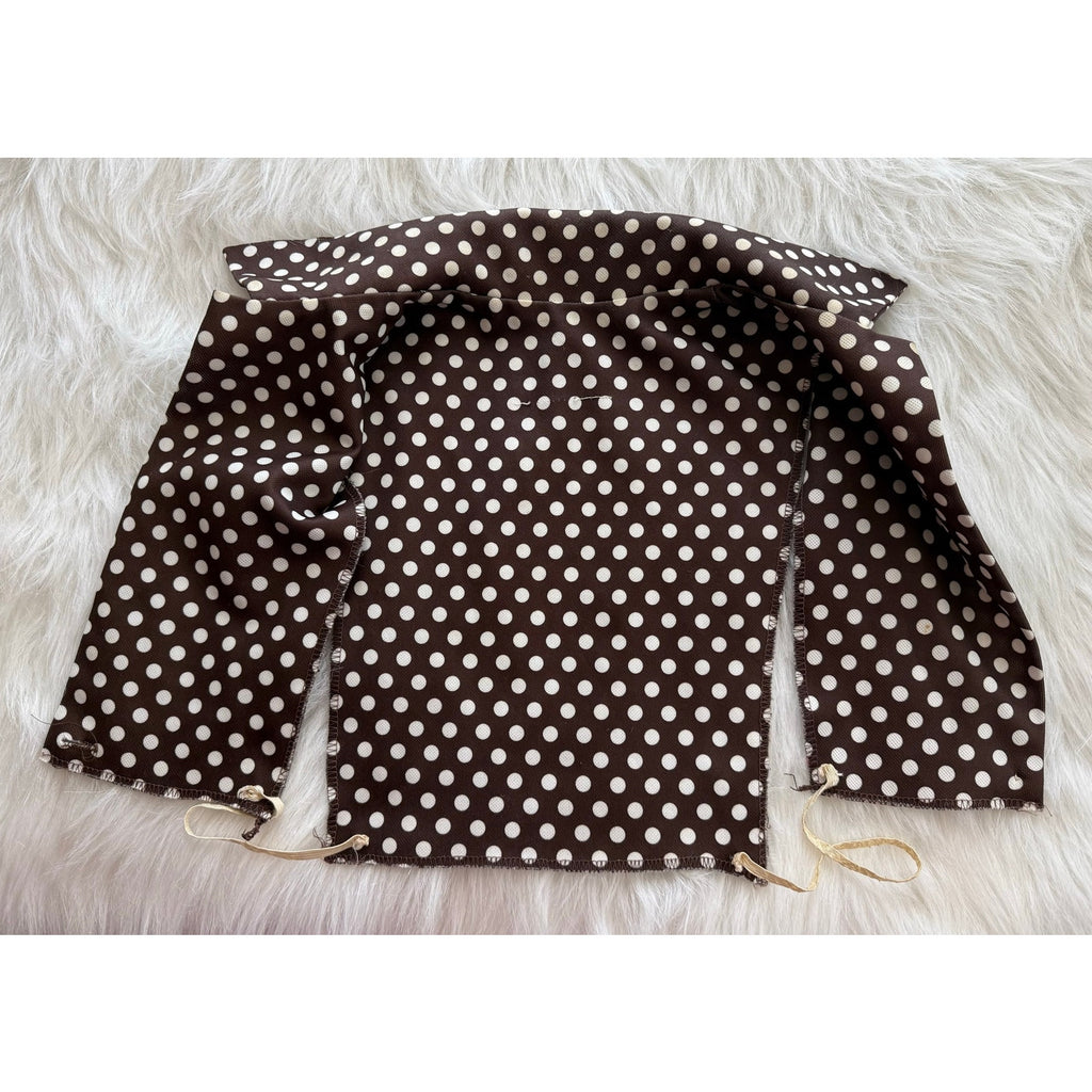 Vintage 1970s Brown Polka Dot Dagger Collar Polyester Dickey Detachable Shirt