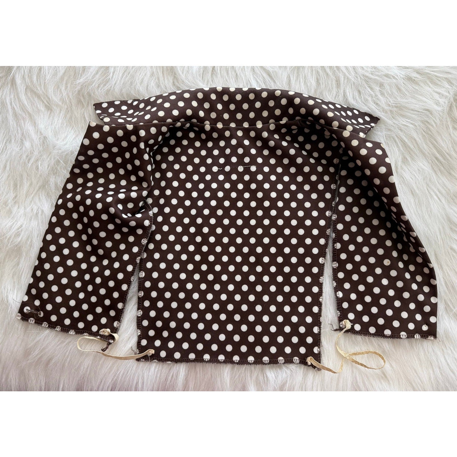 Vintage 1970s Brown Polka Dot Dagger Collar Polyester Dickey Detachable Shirt