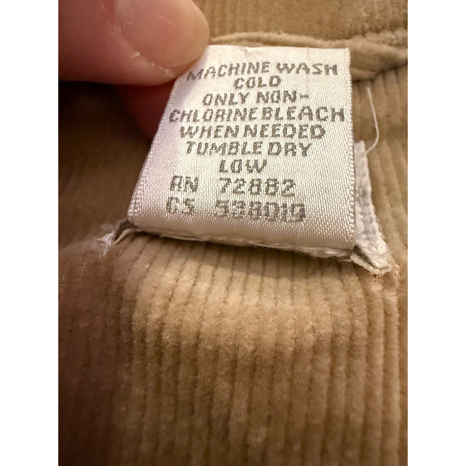 Vintage Y2K Fashion Bug Corduroy Zip Up Jacket Tan Beige Ribbed Coat XL