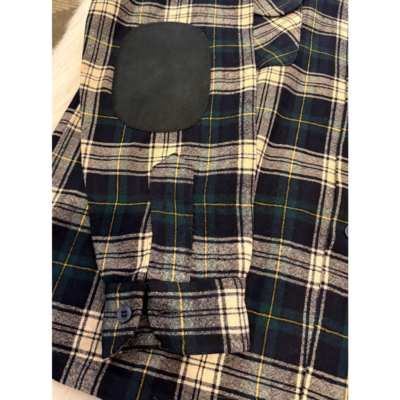 Vintage Pendleton Dress Gordon Tartan Wool Flannel Shirt with Elbow Patches