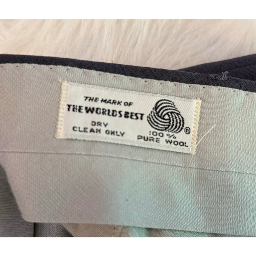 Vintage Marshall Field's Wool Trousers 70s 80s Dark Gray Pants 38x30.5 w/3" hem