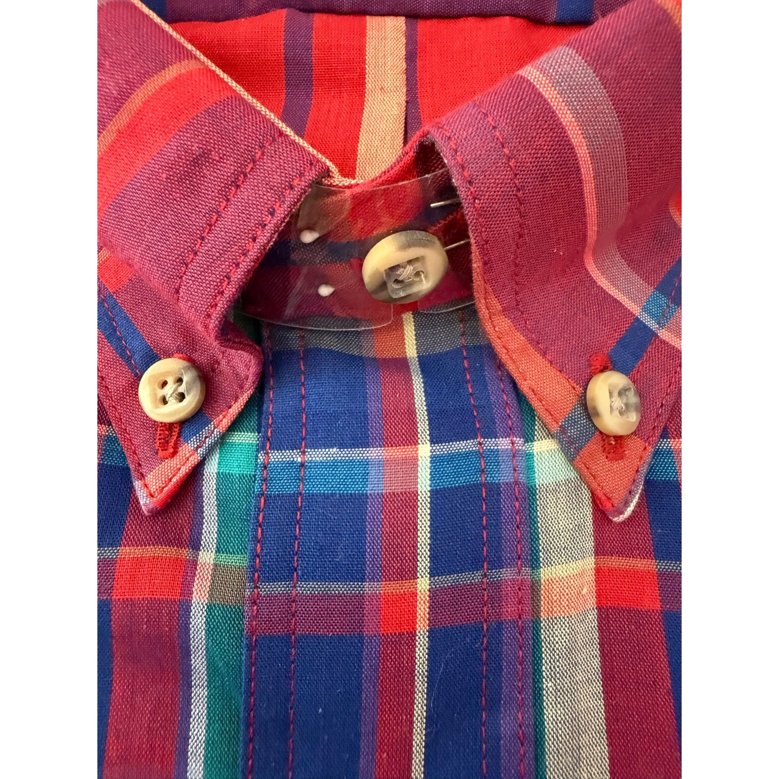 Vintage GANT Salty Dog Plaid Shirt L Short Sleeve Marshall Field's Tag NWT 1991