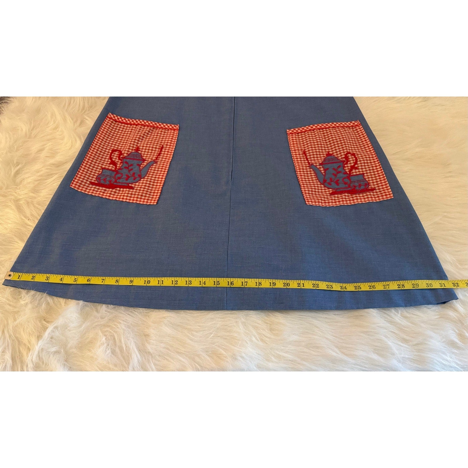 Vintage 1970s Komar In & Out Shift Blue Zipper Front House Dress M With Tags