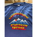 Vintage Kathmandu Everest Nepal Embroidered Boxy XL Blue Graphic T-Shirt
