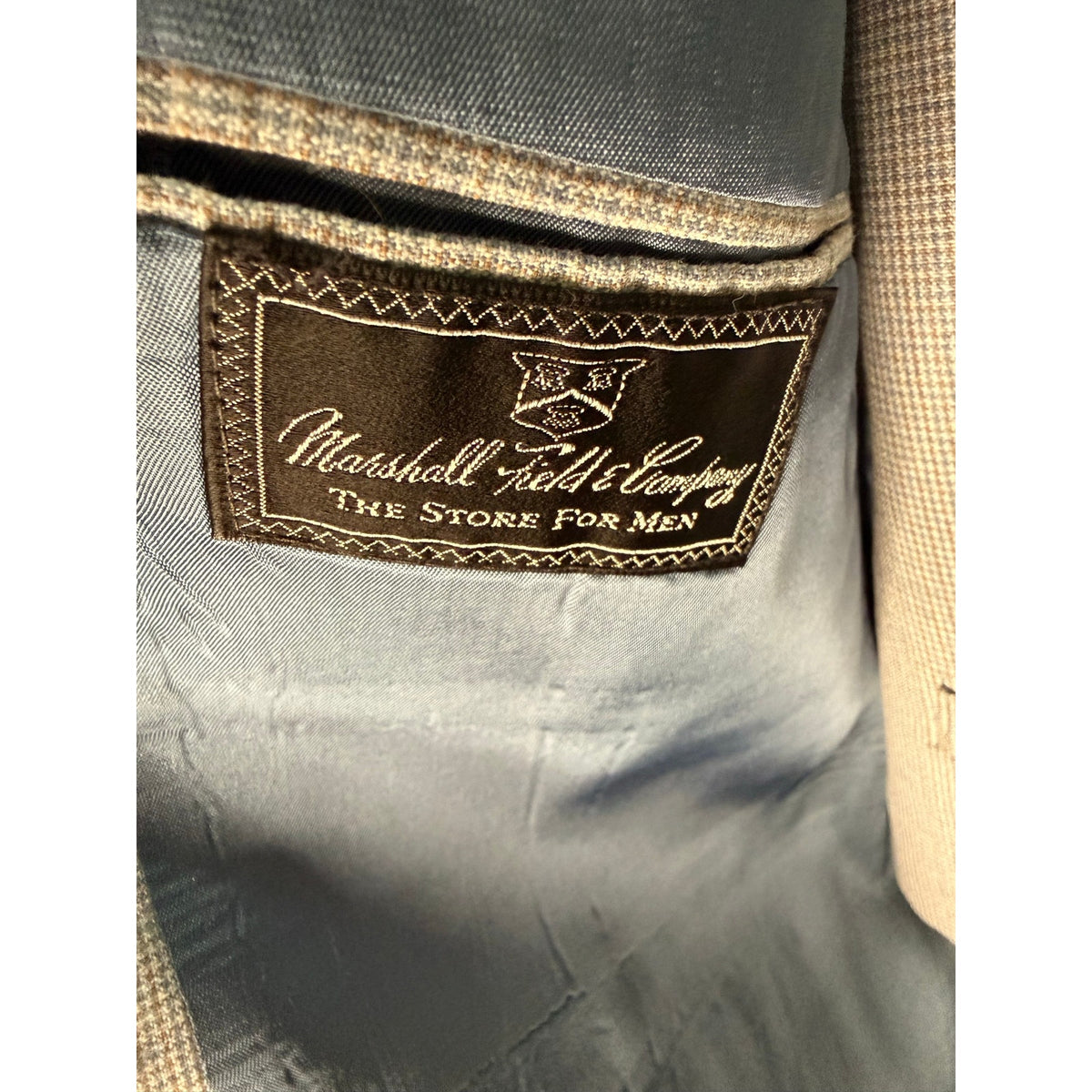 Vintage Marshall Fields 3 Piece Suit Mens 46 Reg Gray Houndstooth Wool Blend