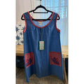 Vintage 1970s Komar In & Out Shift Blue Zipper Front House Dress M With Tags