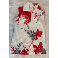 Vtg 70s Floral Half Zip Front Top Dagger Collar Polyester Sleeveless Blouse