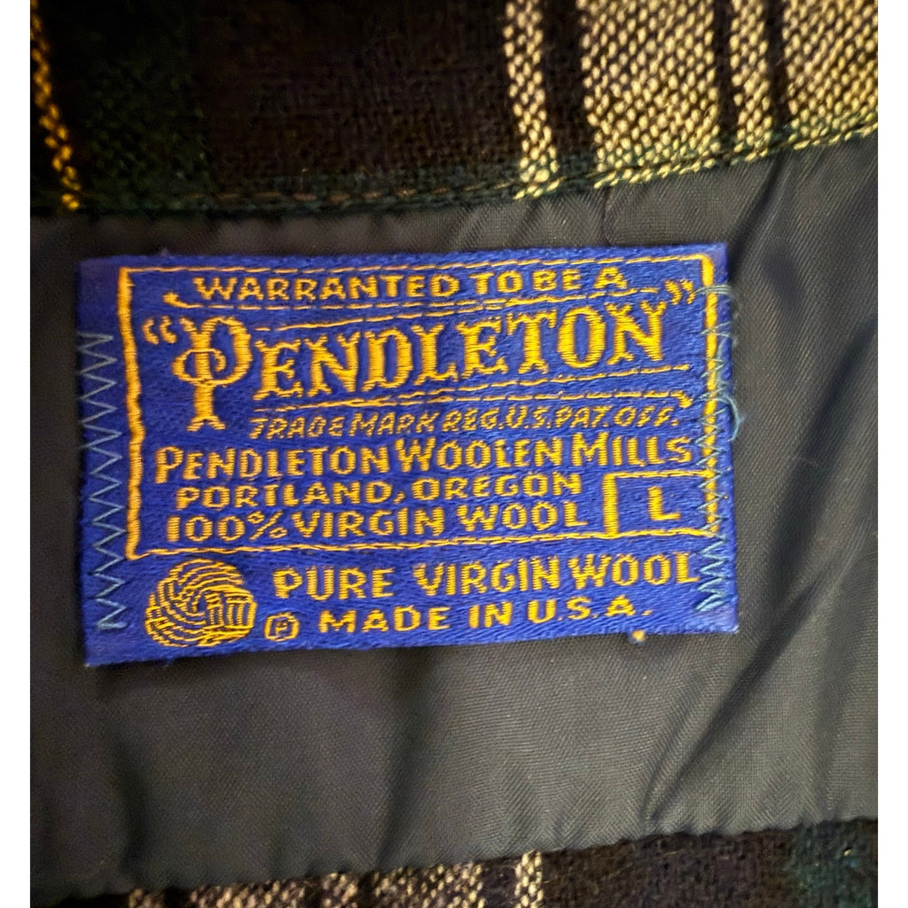Vintage Pendleton Dress Gordon Tartan Wool Flannel Shirt with Elbow Patches