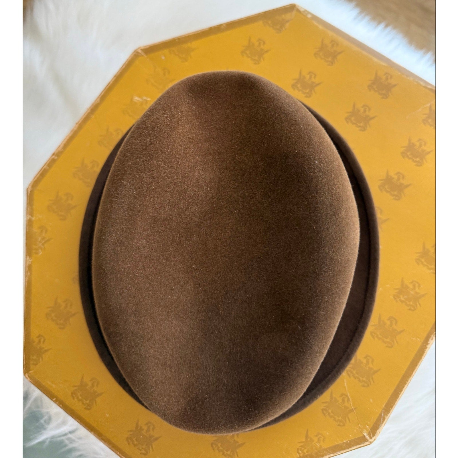 Vintage 1950s Borsalino Fedora Hat 7 1/8 Sandalo Brown Extra Superiore Fur Felt - Made In Italy