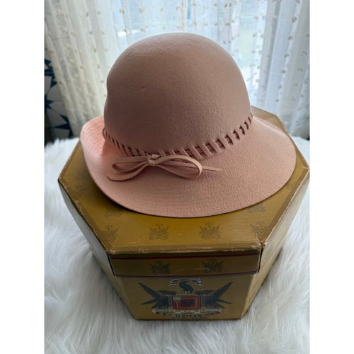 Vintage 1960s Bollman Pink Wool Doeskin Felt Cloche Hat | Mid-Century Bucket Bow