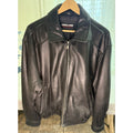 Kirkland Signature Vintage Black Leather Bomber Jacket 50 Chest Mens Flight Coat