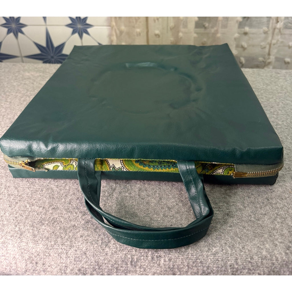 Vintage Green Vinyl and Paisley Zip Cushion Set