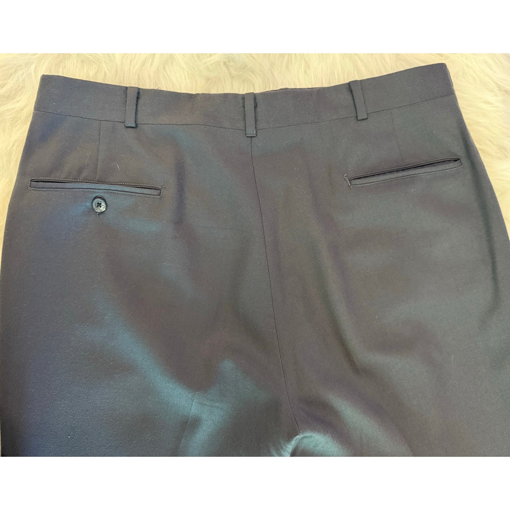 Vintage Marshall Field's Wool Trousers 70s 80s Dark Gray Pants 38x30.5 w/3" hem