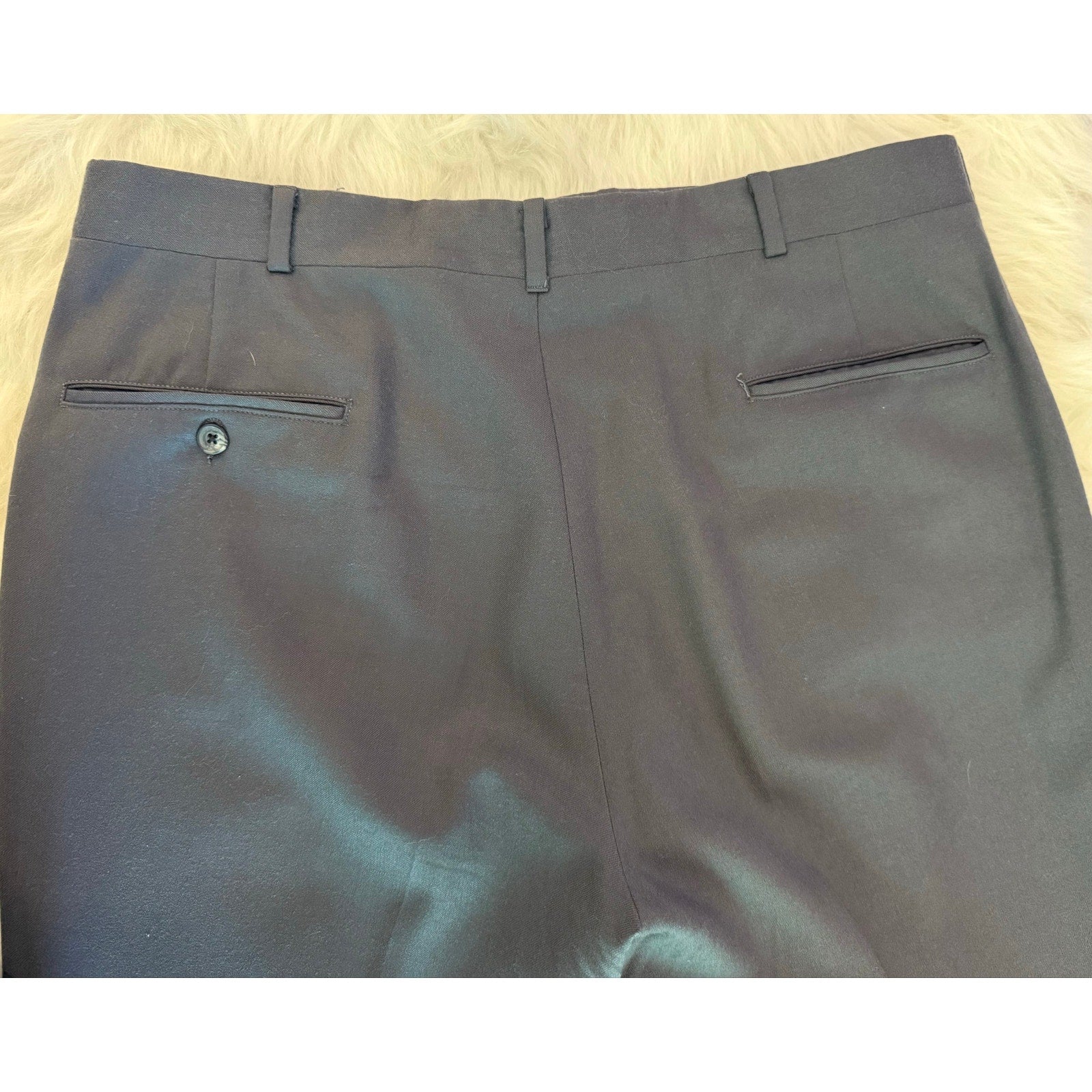 Vintage Marshall Field's Wool Trousers 70s 80s Dark Gray Pants 38x30.5 w/3" hem