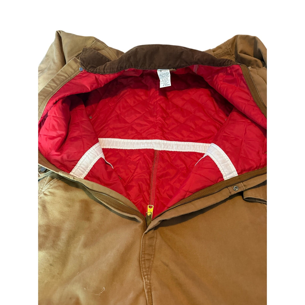 Vintage 1993 USA Made Carhartt Red Quilt Lined Duck Canvas Coveralls - Size 46 Regular