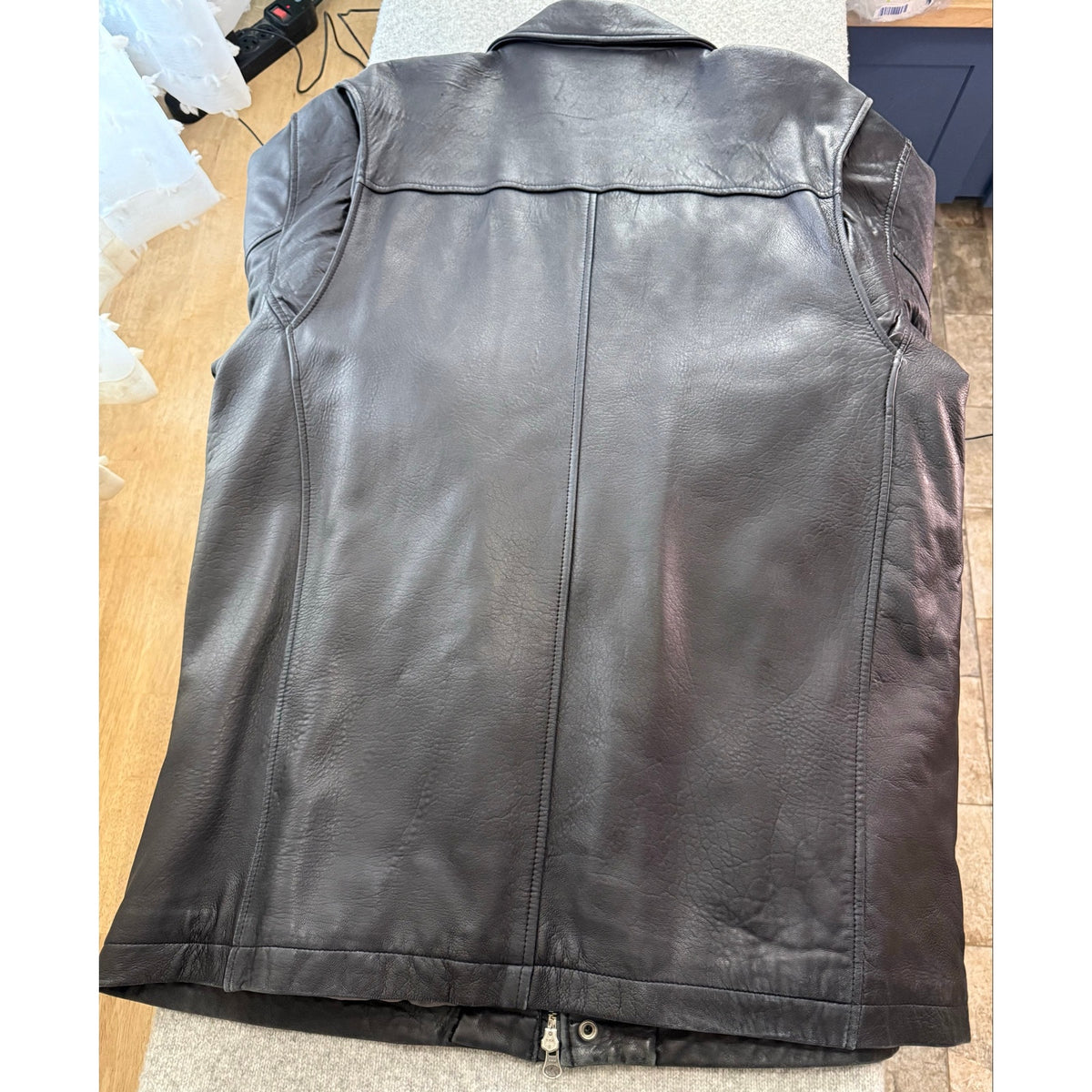 Vintage RBM Black Leather Quilted Lining Jacket Coat Mens 49 Chest M Y2K