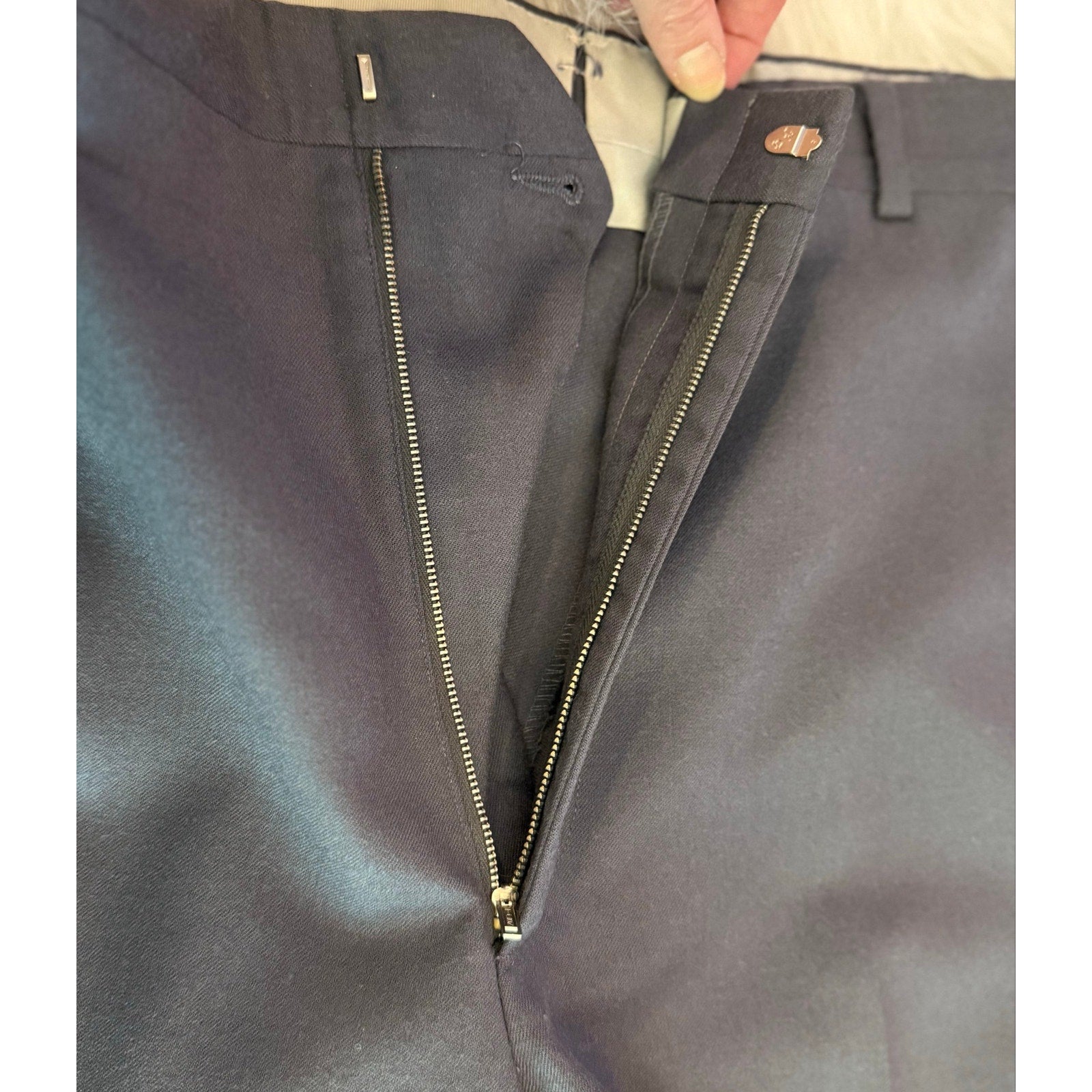 Vintage Marshall Field's Wool Trousers 70s 80s Dark Gray Pants 38x30.5 w/3" hem