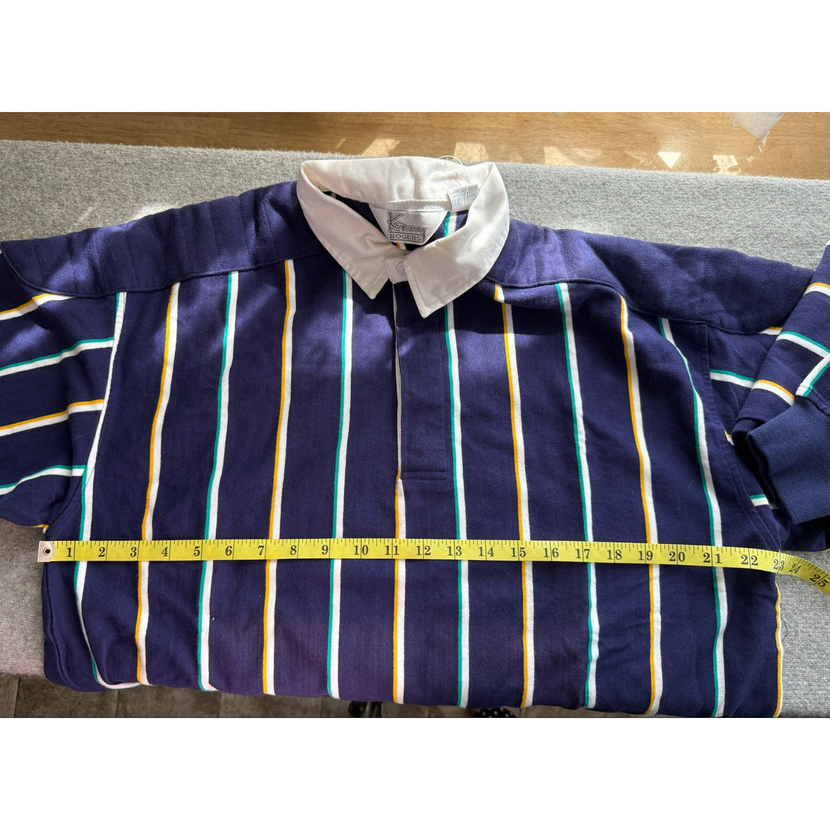Vintage Kenny Rogers Purple Striped Heavyweight Cotton Rugby Shirt NWT Size L