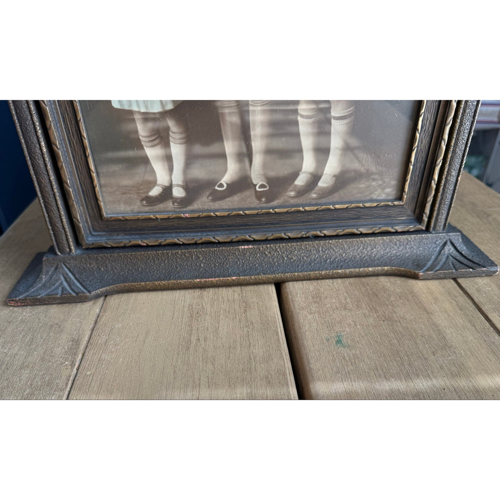 1930s Art Deco Faux Bronze Wood Swing Frame Vintage 1920s Flapper Photo Portrait