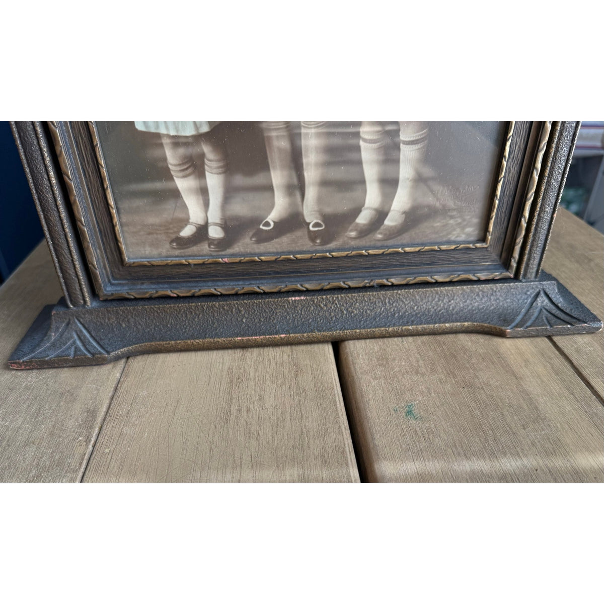 1930s Art Deco Faux Bronze Wood Swing Frame Vintage 1920s Flapper Photo Portrait