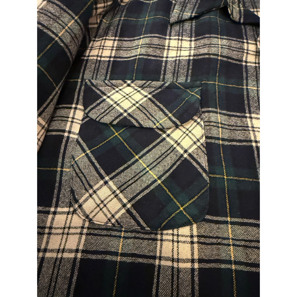 Vintage Pendleton Dress Gordon Tartan Wool Flannel Shirt with Elbow Patches