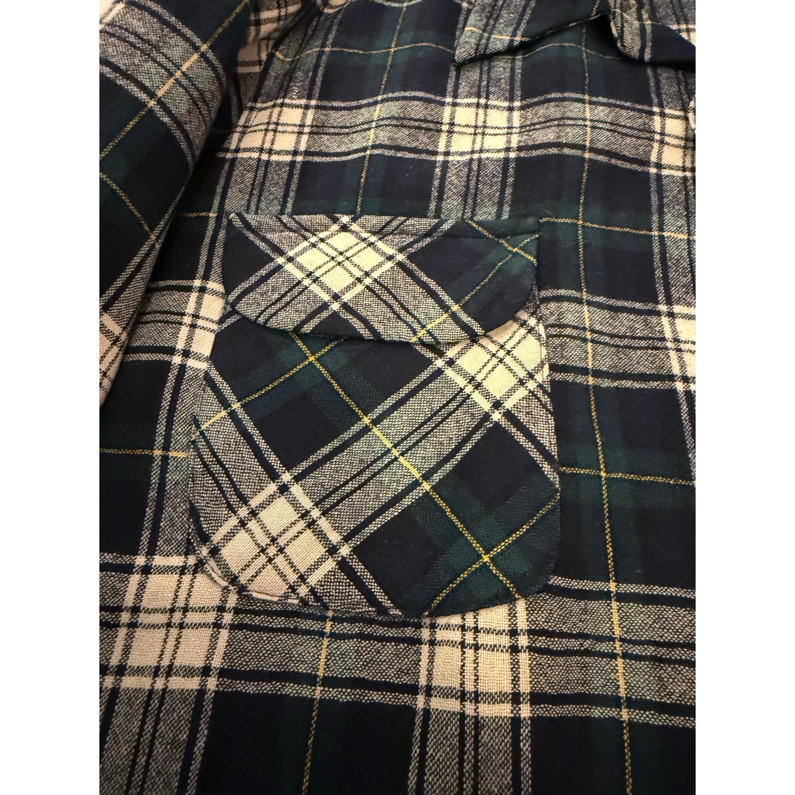 Vintage Pendleton Dress Gordon Tartan Wool Flannel Shirt with Elbow Patches