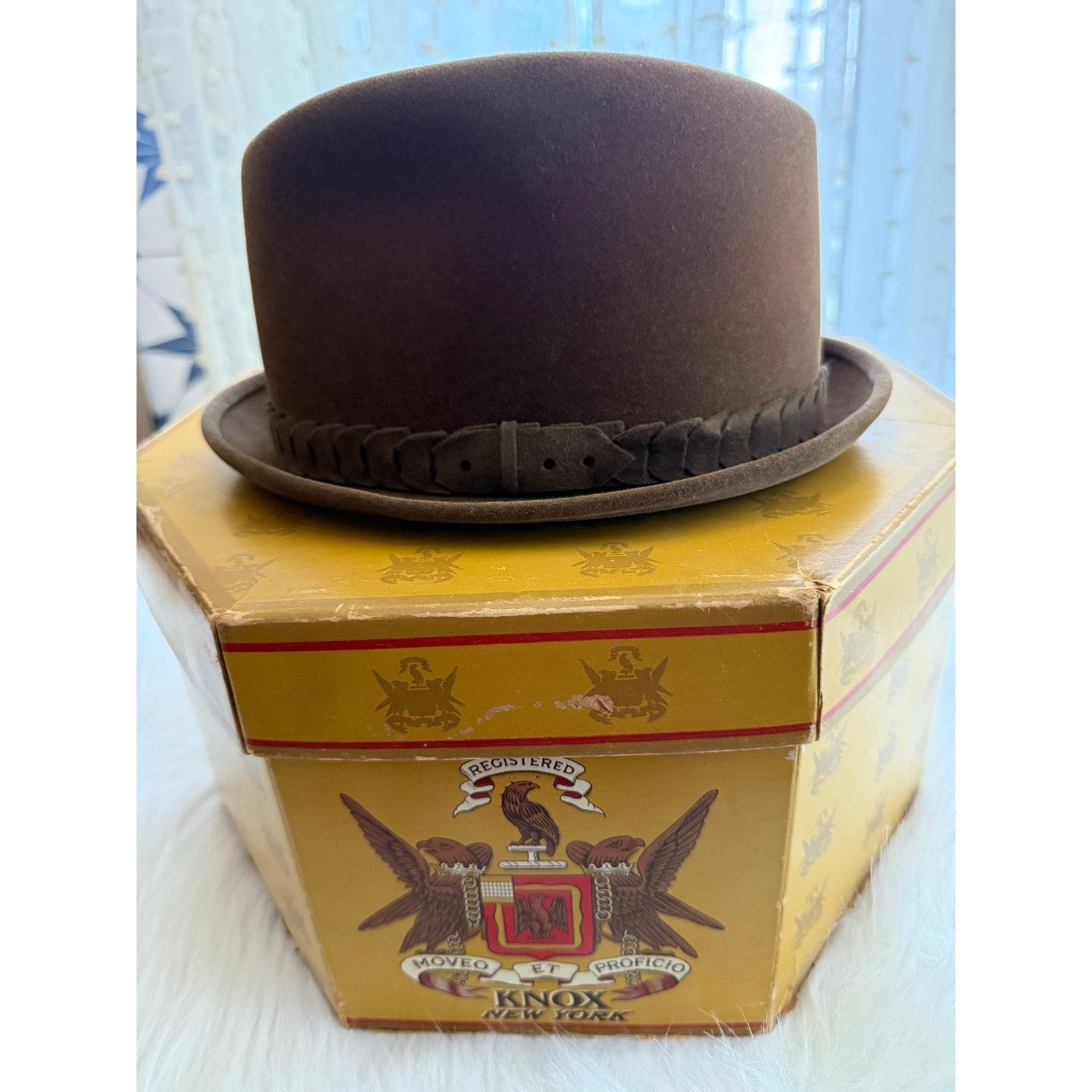 Vintage 1950s Borsalino Fedora Hat 7 1/8 Sandalo Brown Extra Superiore Fur Felt - Made In Italy