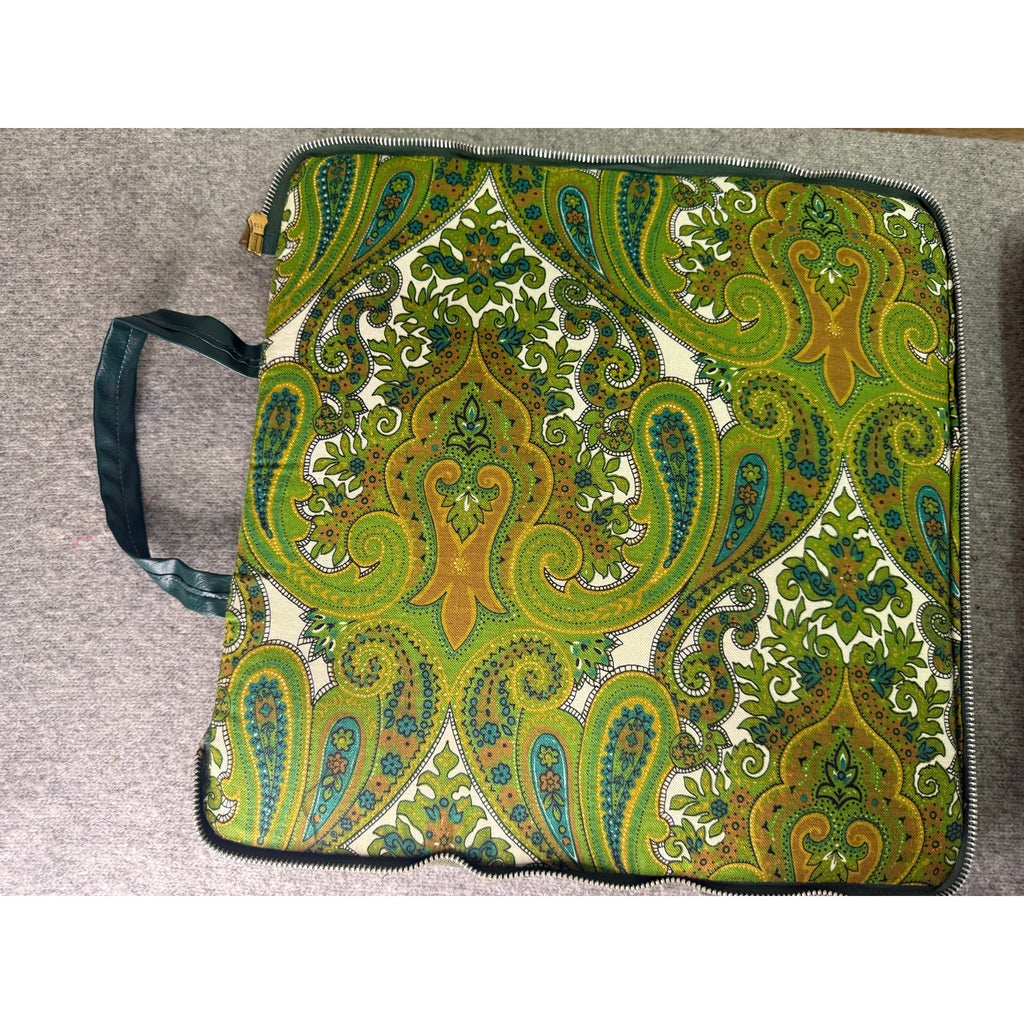 Vintage Green Vinyl and Paisley Zip Cushion Set