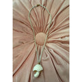 Vintage 1970s Signed Monet White Enamel Mushroom Pendant Necklace